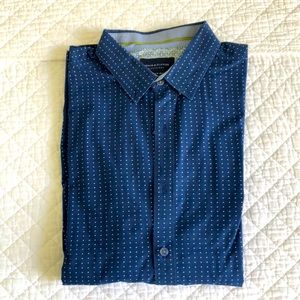 Mens blue and white polka dots dress shirt